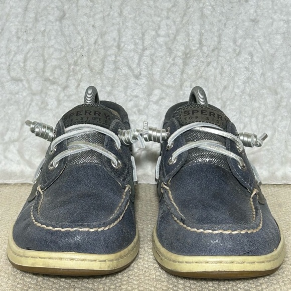 Sperry Womens Blue Leather/Fabric TopSider Boat Deck SlipOn Casual Shoes SZ 9 M - Picture 3 of 11